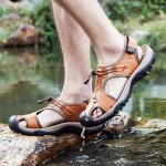 WW-01 =  Men Flip flops Leather summer  sandal 